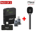 Pack of 2 Bundle - Morui GM-X8 Wireless Mic 3 in 1 & Morui Universal Mic Stand - Active Noise Cancellation - Premium Audio for Content Creators and Speakers