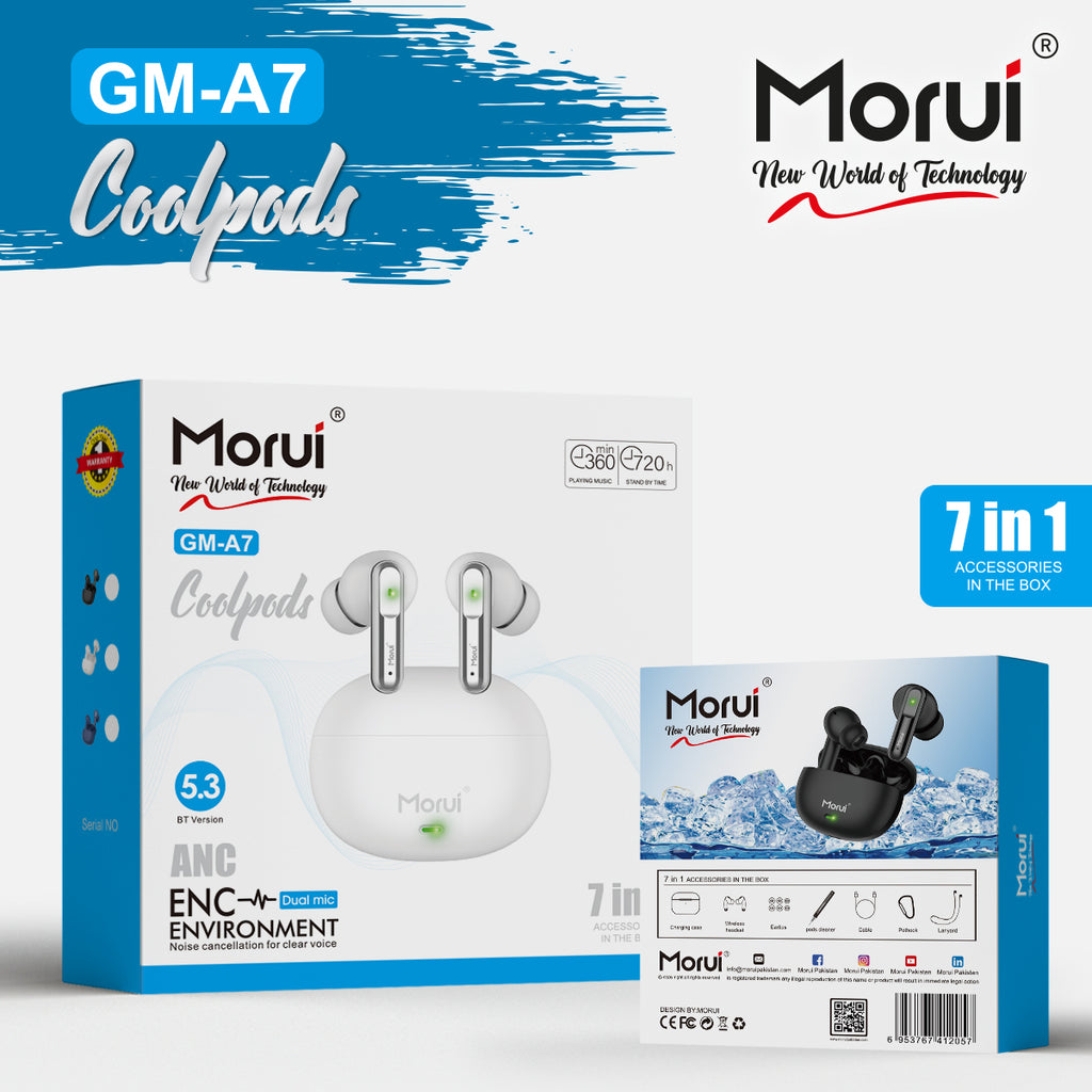 Morui - Coolpods Wireless Earbuds GM-A7 With ANC & ENC Dual Mic 5.3 Version