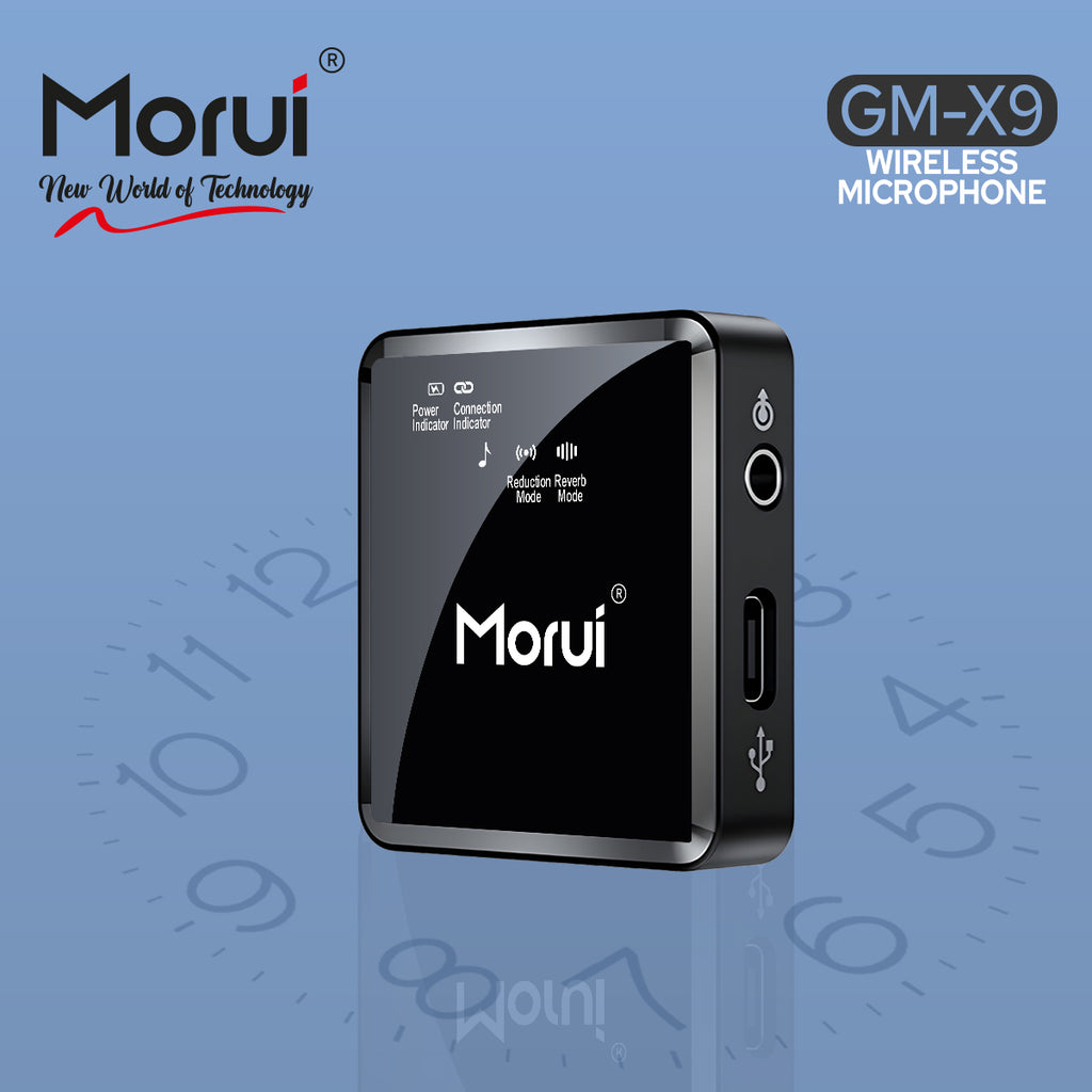 Morui GM-X9 Wireless Microphone 2-in-1 | 1 Year Warranty | Active Noise Cancellation Mic for YouTube Vlogging, Live Streaming, Smartphones & Audio Devices | Premium Studio Sound, Eco-Friendly