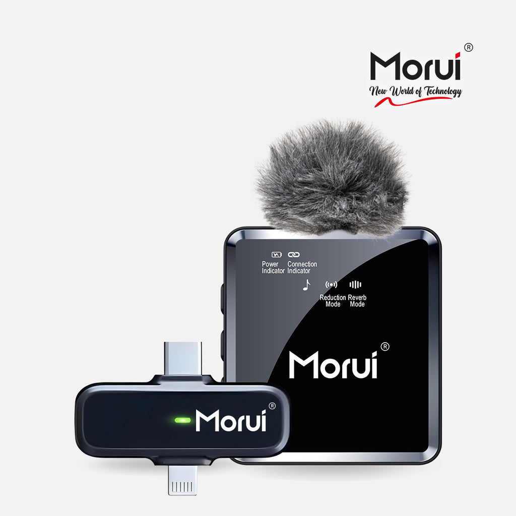 Morui GM-X9 Wireless Microphone 2-in-1 | 1 Year Warranty | Active Noise Cancellation Mic for YouTube Vlogging, Live Streaming, Smartphones & Audio Devices | Premium Studio Sound, Eco-Friendly