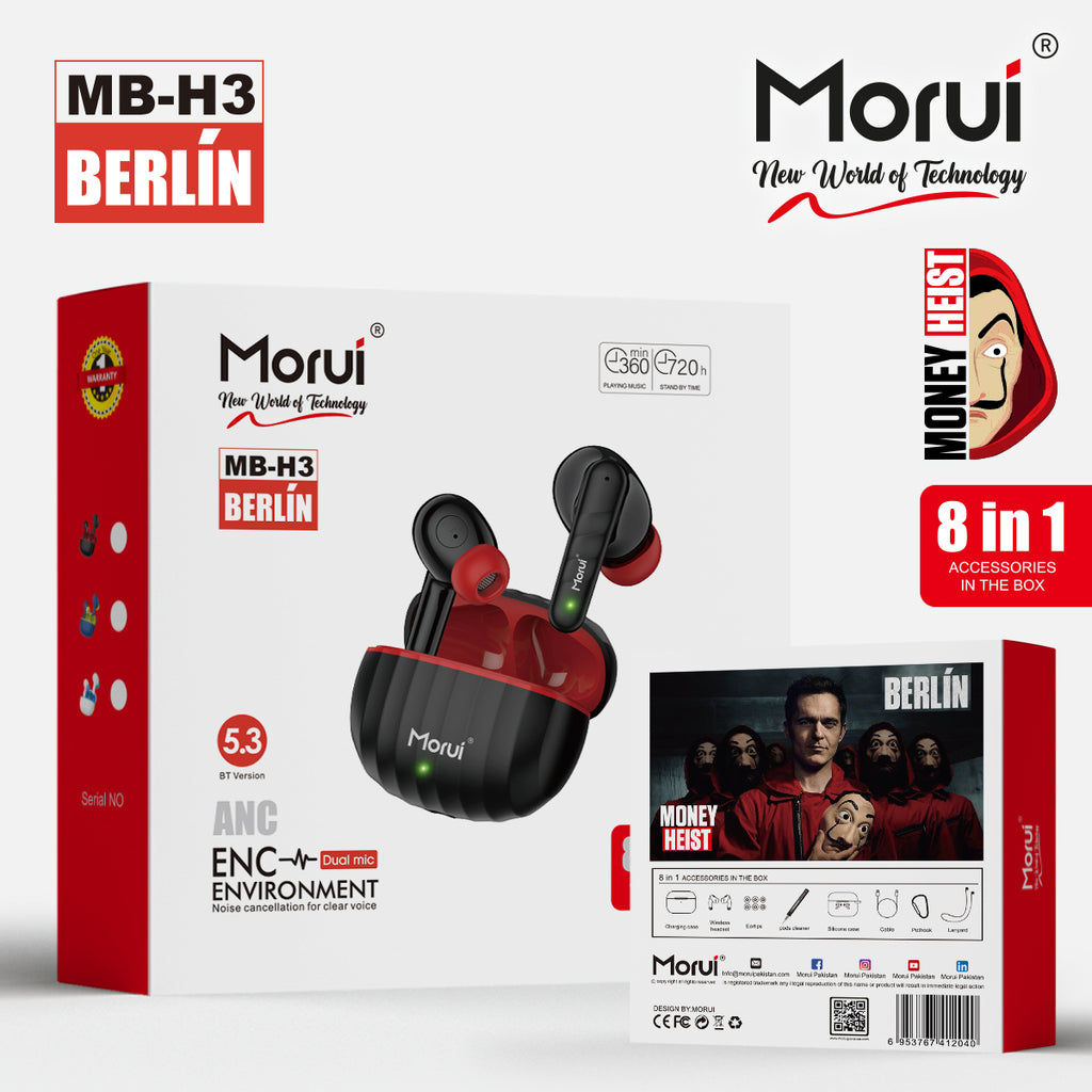 Morui - Berlín Wireless Earbuds MB-H3 With ANC & ENC Dual Mic 5.3 Version