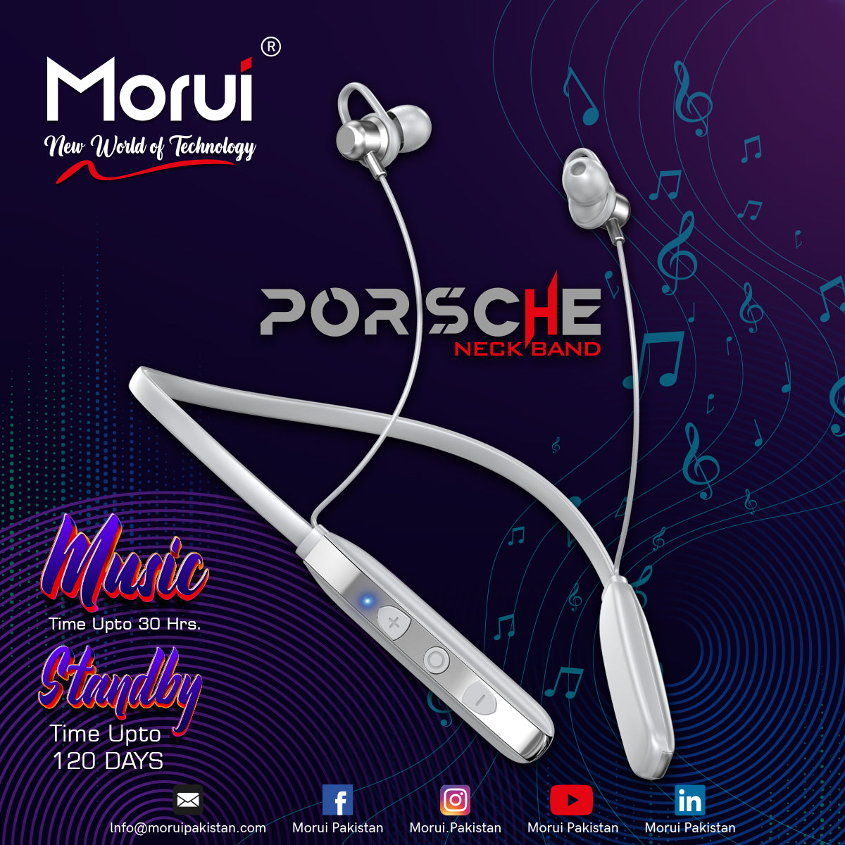 Morui ME07 Neckband Wireless Stereo Bluetooth 5.3 Headphones | Voice C ...