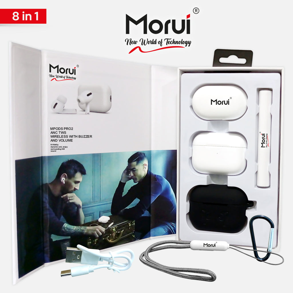 Morui - MPODS PRO 2 Wireless Earbuds With ANC & Buzzer 5.3 BT Version 550 mAh Charging Box