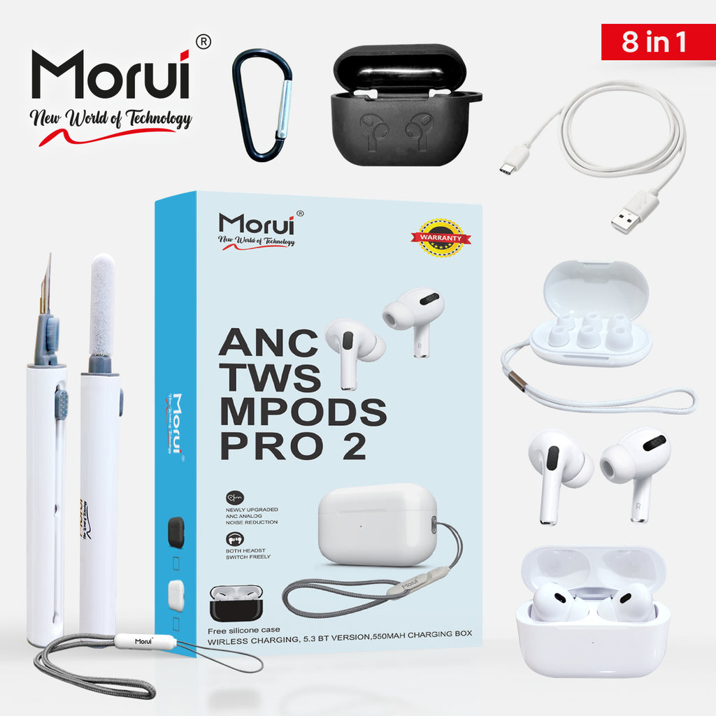 Morui - MPODS PRO 2 Wireless Earbuds With ANC & Buzzer 5.3 BT Version 550 mAh Charging Box