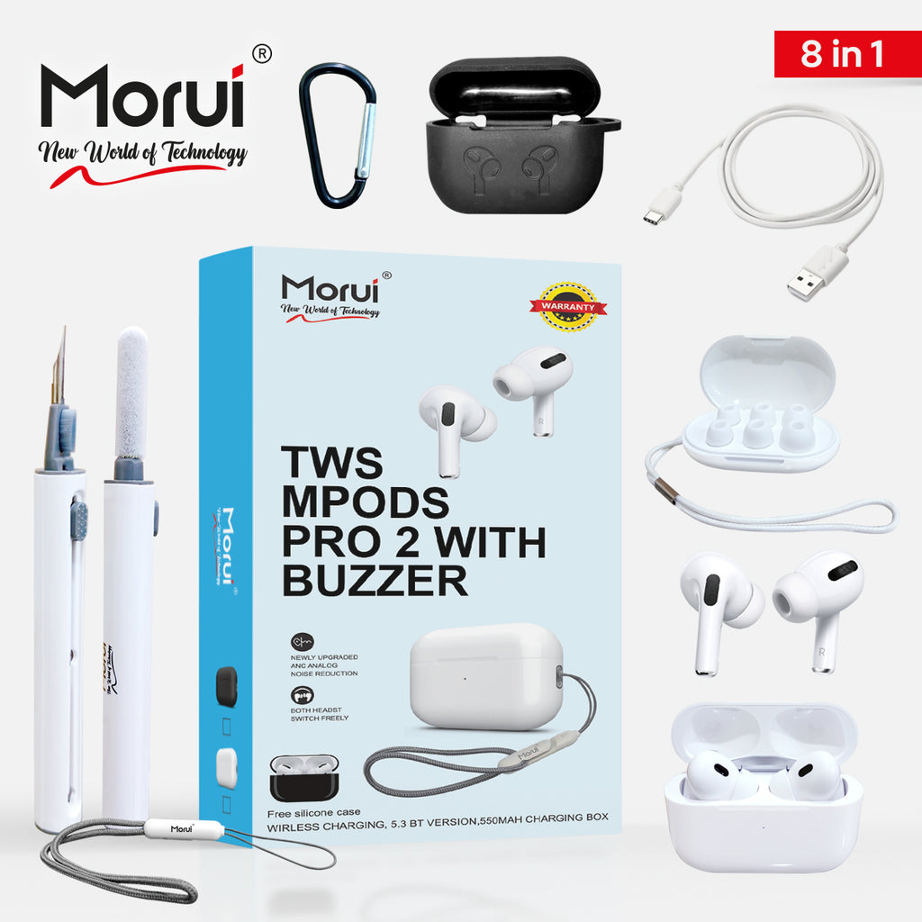 Morui - MPODS PRO 2 Wireless Earbuds With Buzzer 5.3 BT Version 550 mAh Charging Box